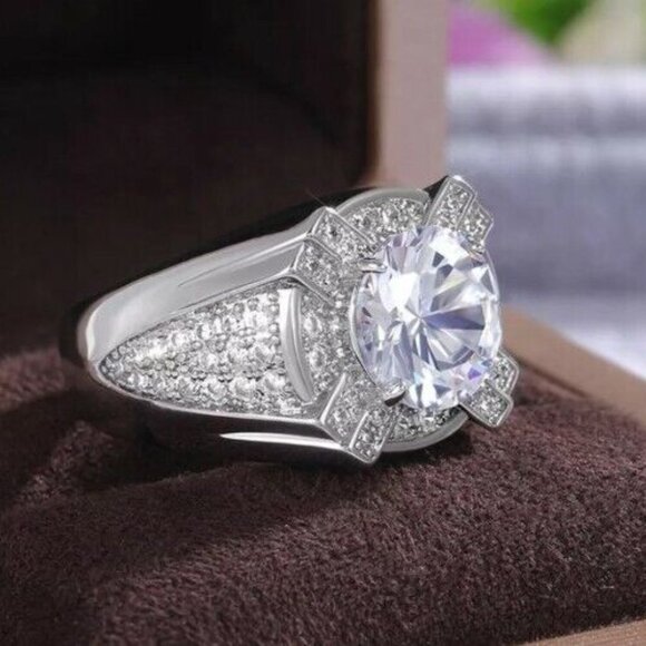 🎁Dainty Fever Glitter Zircon Chunky Wedding Luxury Ring for Man, MARR9223 - Picture 3 of 3